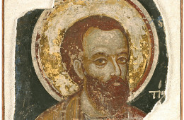 Mural fragment: head of a saint