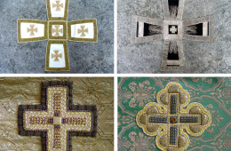 Crosses on the chalice veil and on the phelonion